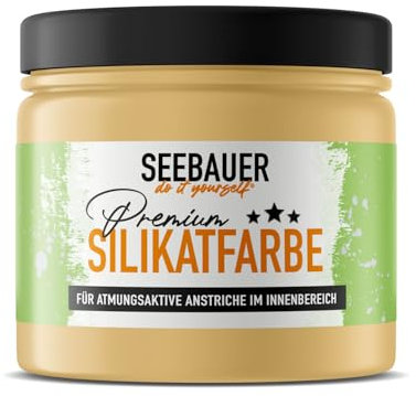SEEBAUER diy Silikatfarbe Beige 300ml für Innen (No. 402 Banana Splitt) Atmungsaktive Mineralfarbe für Allergiker - Abwaschbare Wandfarbe - Beigetöne hohe Deckkraft