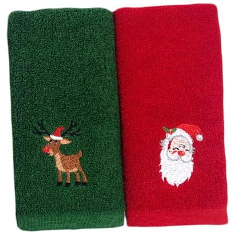 OFFSCH 2stücke Weihnachts-handtücher Festlichem Weihnachtsmuster Für Und Täglichen Gebrauch Weich Und Saugfähig Zufällige Farbauswahl