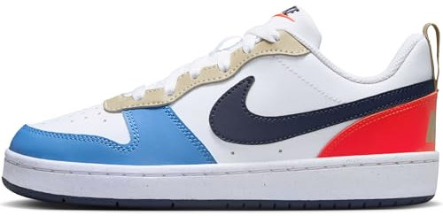 NIKE Court Borough Low Recraft Sneaker, White Thunder Blue Lt Crimson, 38.5 EU