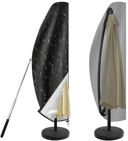 Corpower Sonnenschirm Schutzhülle 3 M, Wasserdicht Abdeckung für Ampelschirm mit Stab, 420D-Oxford-Stoff Sonnenschirmhülle Ampelschirm Hülle, UV-Beständiges Wetterfeste Schneesicher, 265x40/70/50cm