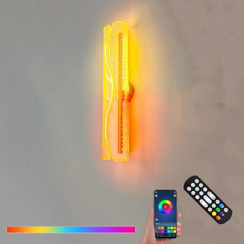 AoLa RGB Wandleuchte Dimmbar, LED Innen Wandlampe mit Fernbedienung und APP 12W Smart Stimmungslicht NachtLicht Moderne 59cm Lange Deko Lampe für Schlafzimmer Wohnzimmer Party Spielzimmer