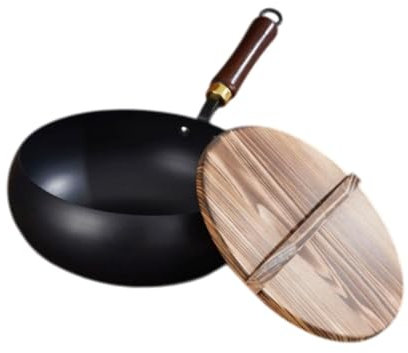 Fenteer Wok Antiadherente con Tapa de Madera 945 '' Wok Chino sin Recubrimiento de salteado para la Cocina del Hotel