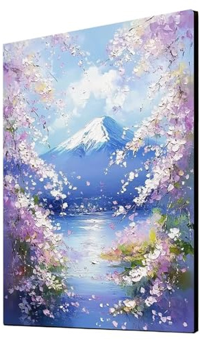 Flores de cerezo Diamond Painting Adultos, 5D Diamond Painting Monte Fuji, Pintura Diamante Manualidades Adultos 100 x 135 cm, DIY Cristal Artes Bordado Punto Cruz Cuadro Diamantes, Regalo 1ZSH-11160