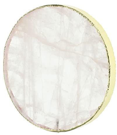 TOPPERFUN Mantel Individual de Cristal Rosa Redondo Borde Dorado, Posavasos Estilo Mármol para Escritorio y Fiestas, Decoración para Año y Obsequio de Inauguración