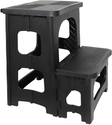 GSCLZ Sgabello pieghevole for la casa, due gradini, gradini in plastica for la casa, sgabello pieghevole con pedale alto e basso, sgabello con scala alta e bassa