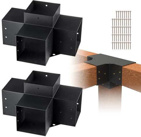 Kit de 2 supports d'angle robustes pour pergola – 15 x 15 cm pour poteaux en bois, tonnelle et poutres de terrasse – Supports d'angle pour projets extérieurs