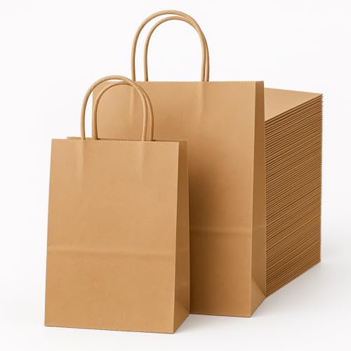 Sacchetti di Carta con Manici Kraft – 30 Pezzi in Due Dimensioni (10+20) – Resistenti, Riciclabili ed Ecologici – Buste per Regali, Spesa, Negozi, Boutique e Artigianato