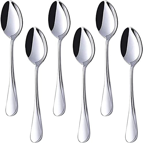 Set di 6 cucchiaini grandi da 17 cm, in acciaio inox, cucchiaini da dessert, per casa, cucina o ristorante