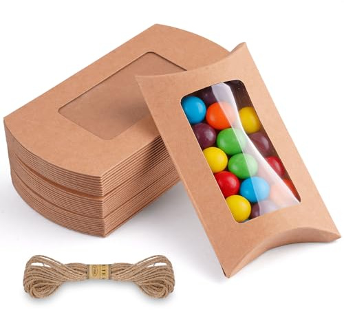 30 Stück Kissenschachtel aus Kraftpapier, Kleine Geschenkschachtel