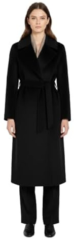 RICANO Damen Wollmantel „Lavinia“ – Wadenlanger Zweireiher mit Reverskragen (DE/NL/SE/PL, Alphanumerisch, S, Schwarz)