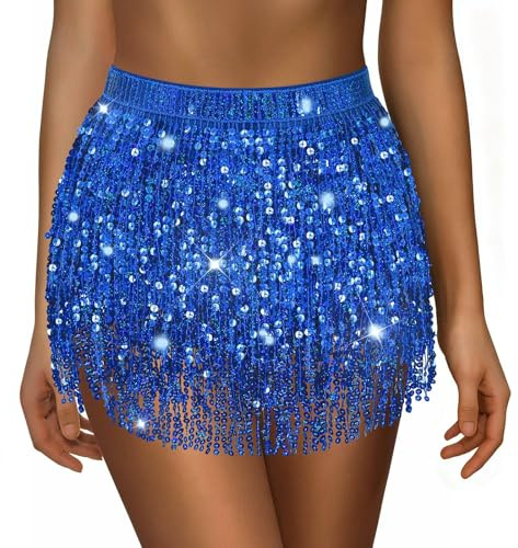 Pailletten Rock,Glitzer Rock,Bauchtanz Hüfttuch Rave Festival Outfit Damen Glitzerrock,Glitzerrock Damen