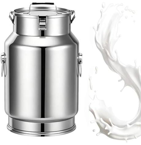 Lechera Acero Inoxidable Grande con Tapa/asa 2.5/5/10/15/20/25/30L, para Transportar o Almacenar Leche,A-2.5L