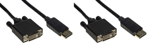 LINK LKCDPDVI10 - Cavo DisplayPort 1.2 maschio - DVI maschio (1 metro, nero) – conduttori in rame per trasmissione ottimale – schermatura contro EMI e RFI, viti di fissaggio, risoluzione 1080p 60 Hz