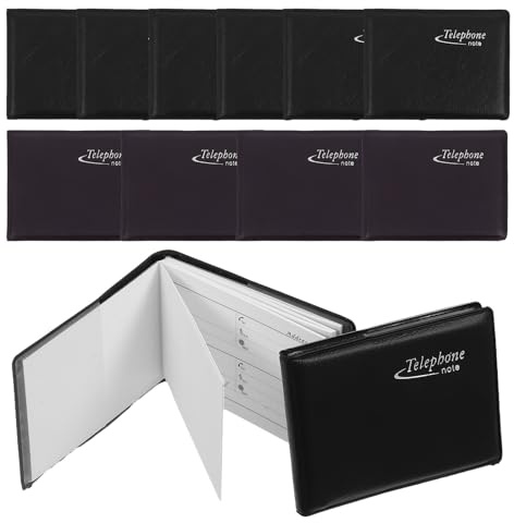 Amosfun Libreta de Direcciones y Teléfonos Negra de Papel, 12 Piezas, Portátil y Fácil de Llevar para Registro de Números de Teléfono