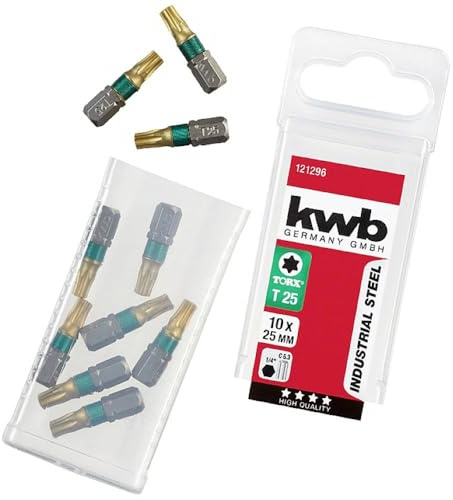 kwb Titan Bitsset – 10er Torx T 25 Bit-Set 25 mm, universel, Schraubendreher-set, 1/4 Zoll Außen.Sechskant