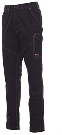 PAYPER Worker Pantalone da Lavoro Unisex Donna Uomo multistagione 100% Cotone Chiusura Zip Tasche Anteriori Laterali Posteriori Porta Metro Bande Reflex Nero (3XL)