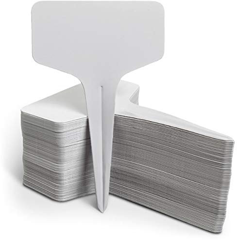 iGadgitz Home U6976 Waterproof Plant Labels Durable Garden Labels Plastic Plant Markers - White - T-Type - 100 Pieces