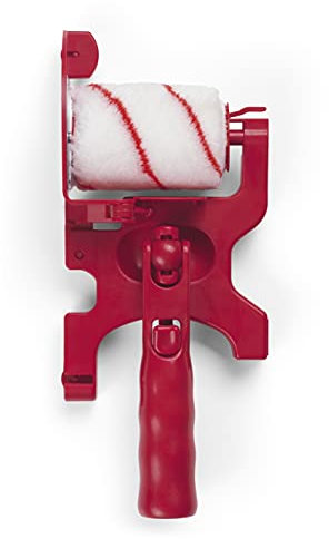 MAXXMEE Kantenstreicher | Mit Führungsrollen und integriertem Seitenpinsel für präzise Kanten | Schluss mit lästigen Farbspritzern und dem mühsamen Abkleben | Griff ist um 90° drehbar [Rot]