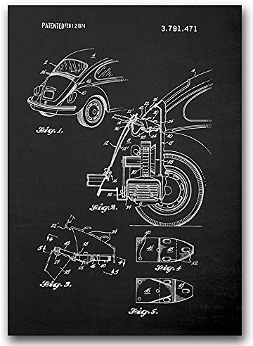 Vintage Posteria Poster Bild Bilder Anschlag Deko Ohne Rahmen WandKunst Posters Moderne Zimmer Wandbilder Schlafzimmer Wand Kunst 30x40 cm Vintage - Patent VW Käfer.
