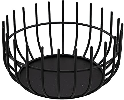 Point-Virgule Wire Obstkorb aus metall, skandinavische wohnungs deko drahtkorb, Schwarz, 20cm