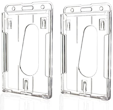 Teskyer 2 Stück Ausweishülle, ID Ausweishalter, Kartenhülle, Transparent, Starr, Hartplastik, für Büro, Bus, Vertikal