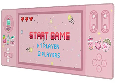 Kawaii Pink Gamer Gaming Mouse Pad XL, Large Extended Mousepad Desk Pad, Long Nonslip Rubber Mice Mats Stitched Edges Playmat for Office Home Gamer, 31.5x11.8 Inch