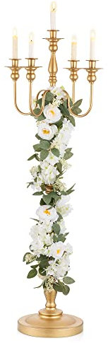 Inweder Kerzenleuchter für Hochzeiten, 127 cm, antiker Boden-Kandelaber, Metall, 5-armiger Kerzenleuchter, Kerze, Opern, Blumenständer für Veranstaltungen, Partys, Hochzeitsgang, Heimdekoration