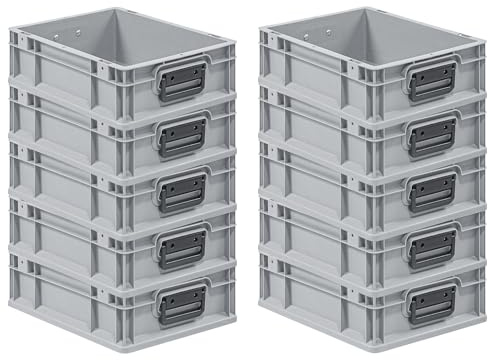 PROREGAL SparSet 10x Eurobox NextGen Portable Duo | HxBxT 12x30x40cm | 11 Liter | Eurobehälter, Transportbox, Transportbehälter, Stapelbehälter