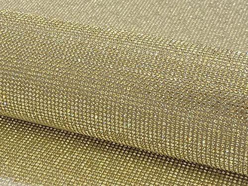 Syntego Selbstklebende Strassfolie, groß, super funkelnde Kristall-Strasssteine, 40cm x 24 cm (17 x 10) (Gold)