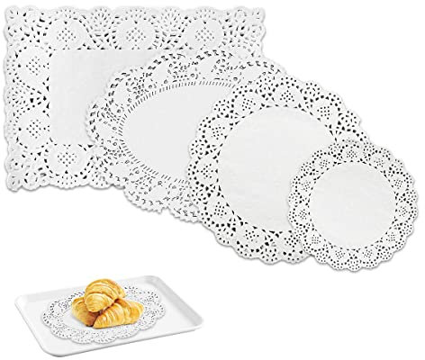 Jagowa 80 Pcs Lace Paper Doilies White Cake Pads Kitchen Use for Baking Dessert Cake Decoration