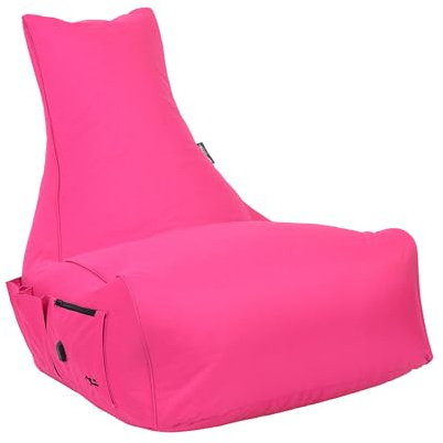BuBiBag Gaming Sitzsack XXL mit Füllung – Beanbag mit Seitentaschen & Kopfhörerhalter, nachfüllbar Dank Reißverschluss, für Kinder & Erwachsene, Indoor & Outdoor, EPS Perlen, Magic Gambler (Pink)