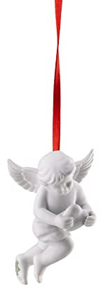 Engel mit Herz Weiss Matt 7 cm