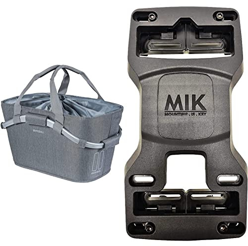 Basil Damen Lenkertasche-2179230620 Lenkertaschen, Grey Melee, 22 L & Unisex – Erwachsene MIK Trägerplatte, Black, One Size