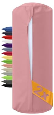 npluseins 2er Pack - Bezug für Nackenrollen 40x15 cm 100% Baumwolle 1600.2330, 40 x 15 cm, Altrosa