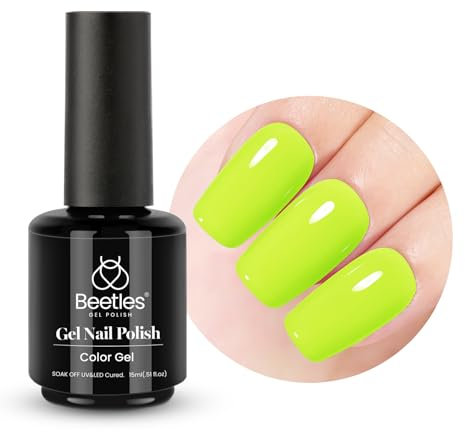 Beetles 15 ml UV Gel Nagellack Neon Gelb, Nagellack Neon Yellow UV LED Maniküre Nagelstudio DIY Gel Nagelkunst Design Christmas Nail Art DIY Geschenk für Anfänger