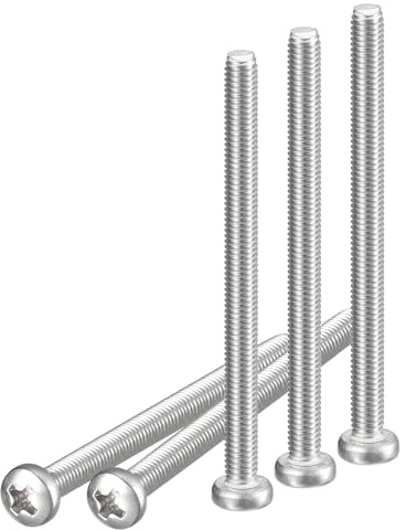DTGN Tornillos de Máquina de Cabeza Plana M4x50mm, 10 Unidades, Acero Inoxidable 304, con Cabeza Phillips, Rosca Métrica Gruesa Completa, Acabado Brillante