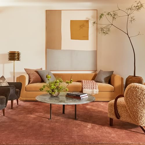 Rugs USA Arrel Brick, 6' x 9', Handmade, Wool & Viscose, Soft and Cozy, High Traffic, Stain Resistant, Easy Clean, Durable Area Rug for Bedroom, Living Room, Dining, Den, Foyer, Entryway