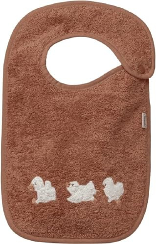 Lätzchen aus Frottee mit feuchtigkeitsundurchlässiger Einlage, seitlichem Druckknopf und Applikation Ente Edda Lou, für Mädchen und Jungen