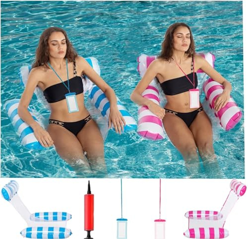 Luftmatratze Wasser,Luftmatratzes Pool,4 In 1 Aufblasbare Wasserhängematte,Wasserspielzeug Schwebende Luftmatratze Sessel,Aufblasbare Schwimmbett Hammock. (Set-1)