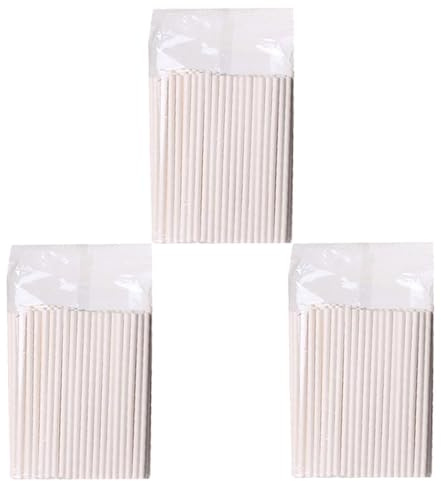 Lot de 300 bâtons de sucette en papier blanc de 80 mm - Bâtons creux pour décoration de gâteau, sucettes, chocolats, biscuits