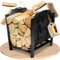 Eklavia Kaminholzregal mit Canvas-Tasche – stabiler Kaminholzkorb aus Metall, groß & wetterfest für drinnen & draußen (Schwarz)