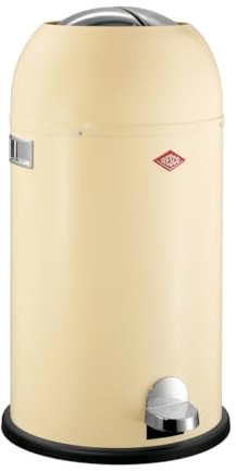 Wesco Kickmaster Avfallssamlare Papperskorg i mandel, pulverlackerad stålplåt, inbyggd dämpare, 33 liter volym, stort inkast