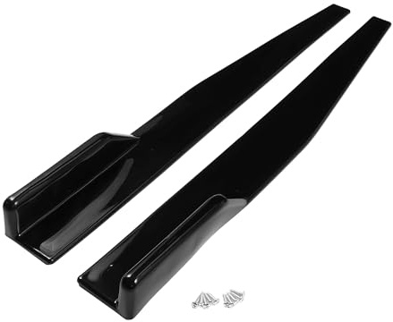 A ABSOPRO Auto Seitenschweller 86cm/33.86in Außenrocker Splitter Diffusor Kit Universal Hochfeste Kunststoff Hochglanz Schwarz Seitenschweller Verlängerungsplatte Untere Seitenunterkante