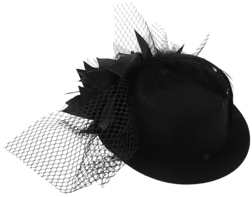 WRITWAA Mini Schwarz Fascinator Haarspange Mit Blumendekor Mini Hut Für Damen Aus Flanell Und Satin Netzverzierung Einheitsgröße