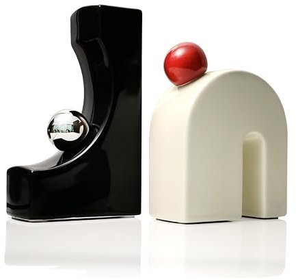 GnzSetny Ceramic Bookends Decorative 1 Pair, Unique Bookends Kits for Home Office, Book Shelf Accessories for Book Lovers