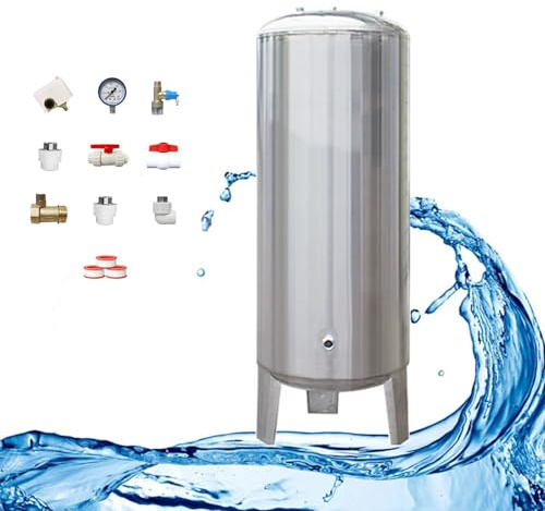 60 100 160 200 250 300 L Trycktank i rostfritt stål, Vertikal brunnspump Tryckvattentankar, vattentankar Behållare med inlopp/utloppskoppling,100L/26.4Gal-40x90cm