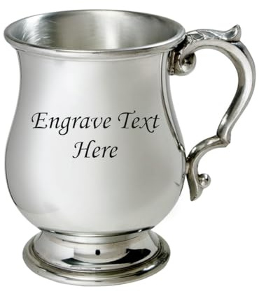 Wentworth Pewter Boccale da mezza pinta in stile georgiano con incisione