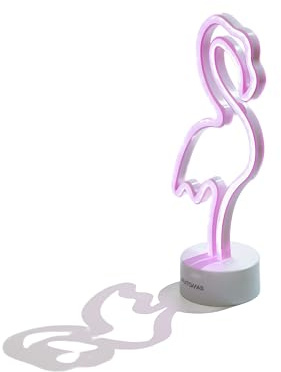 Muitomas, Lampada Neon da Scrivania, Scritta al Neon da Tavolo con Luce Colorata e Brillante, Decorazione per Ufficio o Studio a Forma di Fenicottero, Potenza 5W, Input 5V/1A