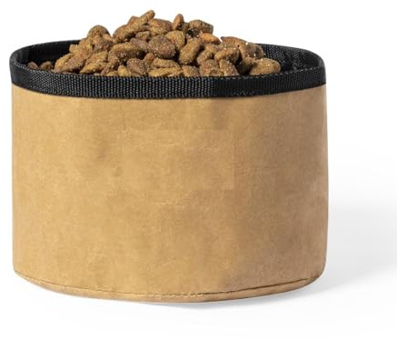 Uppsättning av 2 vikbara husdjursskålar hundskål reseskål 1,3 l – för torrfoder och vatten, återvinningspapper 270 g/m² utomhus, RPET-polyester inuti, hållbar, miljövänlig för fasta ämnen och vätskor