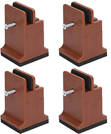 Raised Bed Blocks, 4pcs Furniture Risers with Screw Clamp Rubber Couch for Heavy Duty Black Table Desk Feet Leg Riser Cabinet Sofa Lifting (Brown)